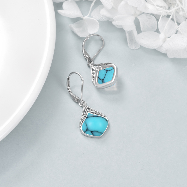 Pendants d'oreilles en argent sterling avec turquoise -4