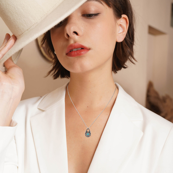 Sterling Silver Turquoise Drop Shape Urn Necklace for Ashes with