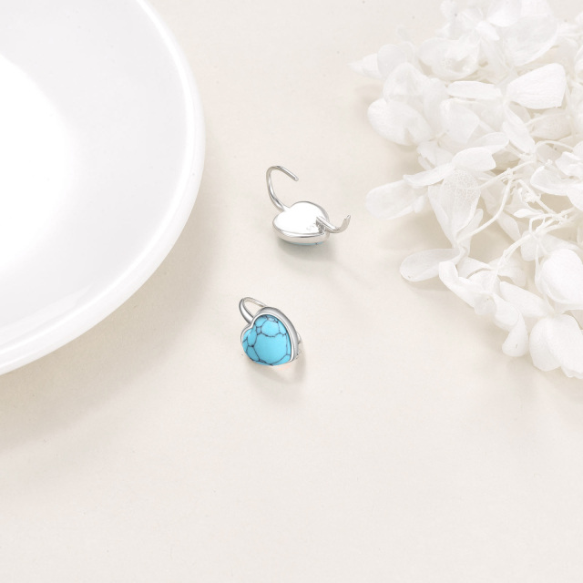 Boucles d'oreilles à levier en argent sterling avec cœur turquoise-4