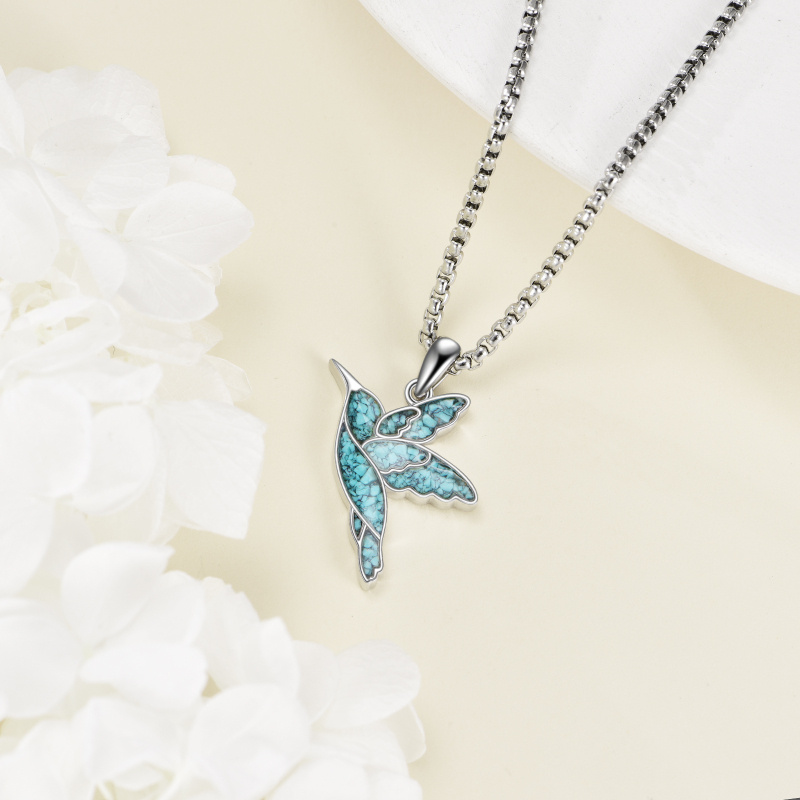 Collier pendentif en argent sterling avec colibri turquoise pour femmes-4