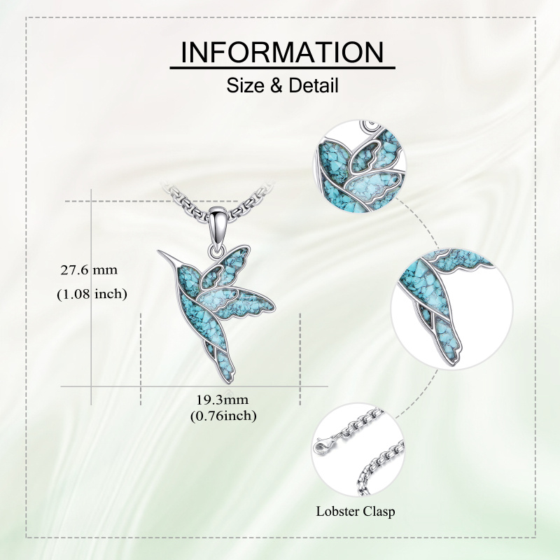 Collier pendentif en argent sterling avec colibri turquoise pour femmes-5