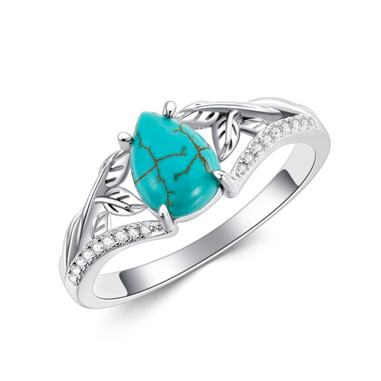 Sterling Silver Cubic Zirconia & Turquoise Ivy Ring