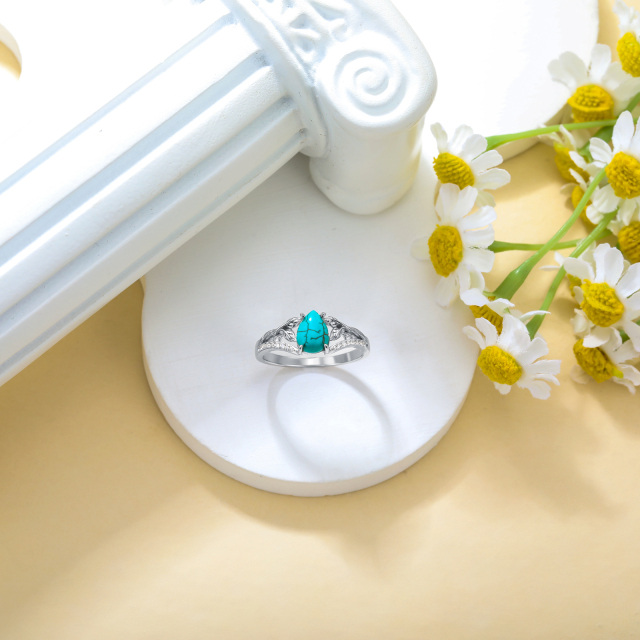 Sterling Silver Cubic Zirconia & Turquoise Ivy Ring-4