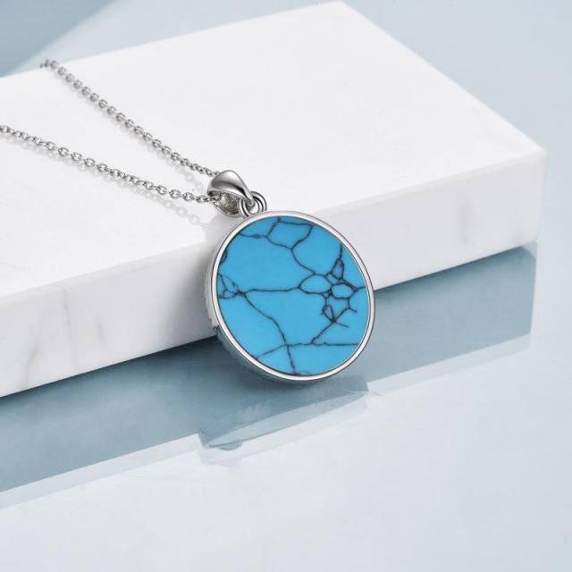 Sterling Silver Turquoise Tree Of Life & Sisters Pendant Necklace-4