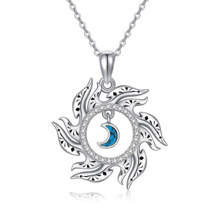 Sterling Silver Turquoise Moon & Sun Pendant Necklace-32