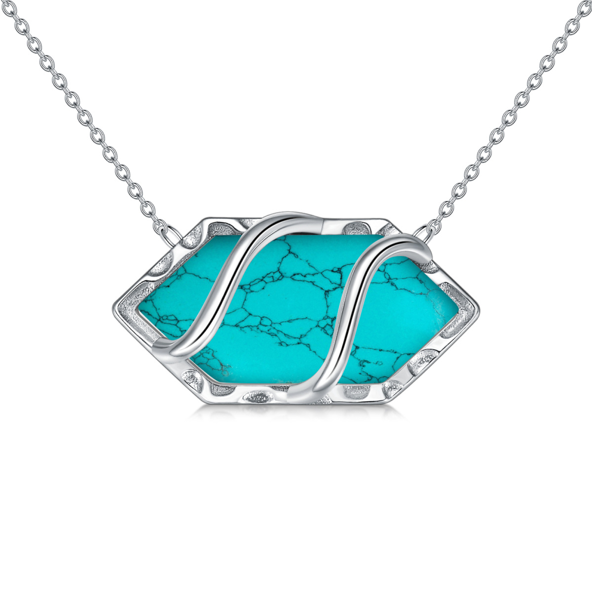 Sterling Silver Turquoise Pendant Necklace-1