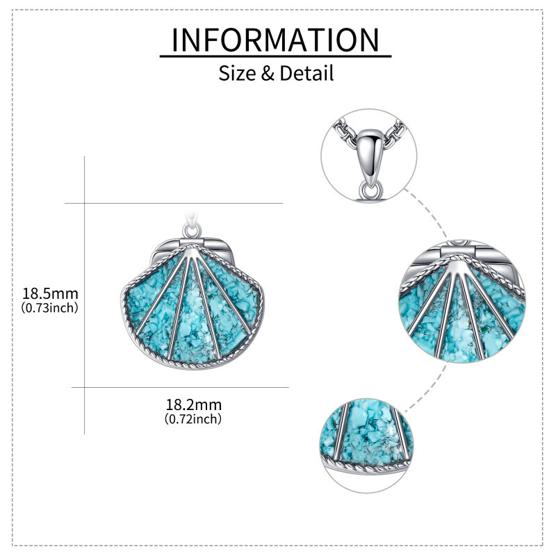 Sterling Silver Turquoise Shell Personalized Photo Locket Necklace For Women Best Friend-5