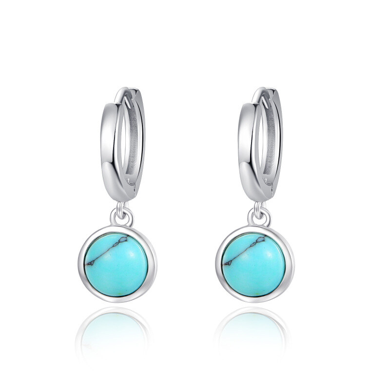 Sterling zilveren turquoise ronde oorbellen-8