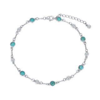 Sterling Silver Turquoise Single Layer Anklet-1