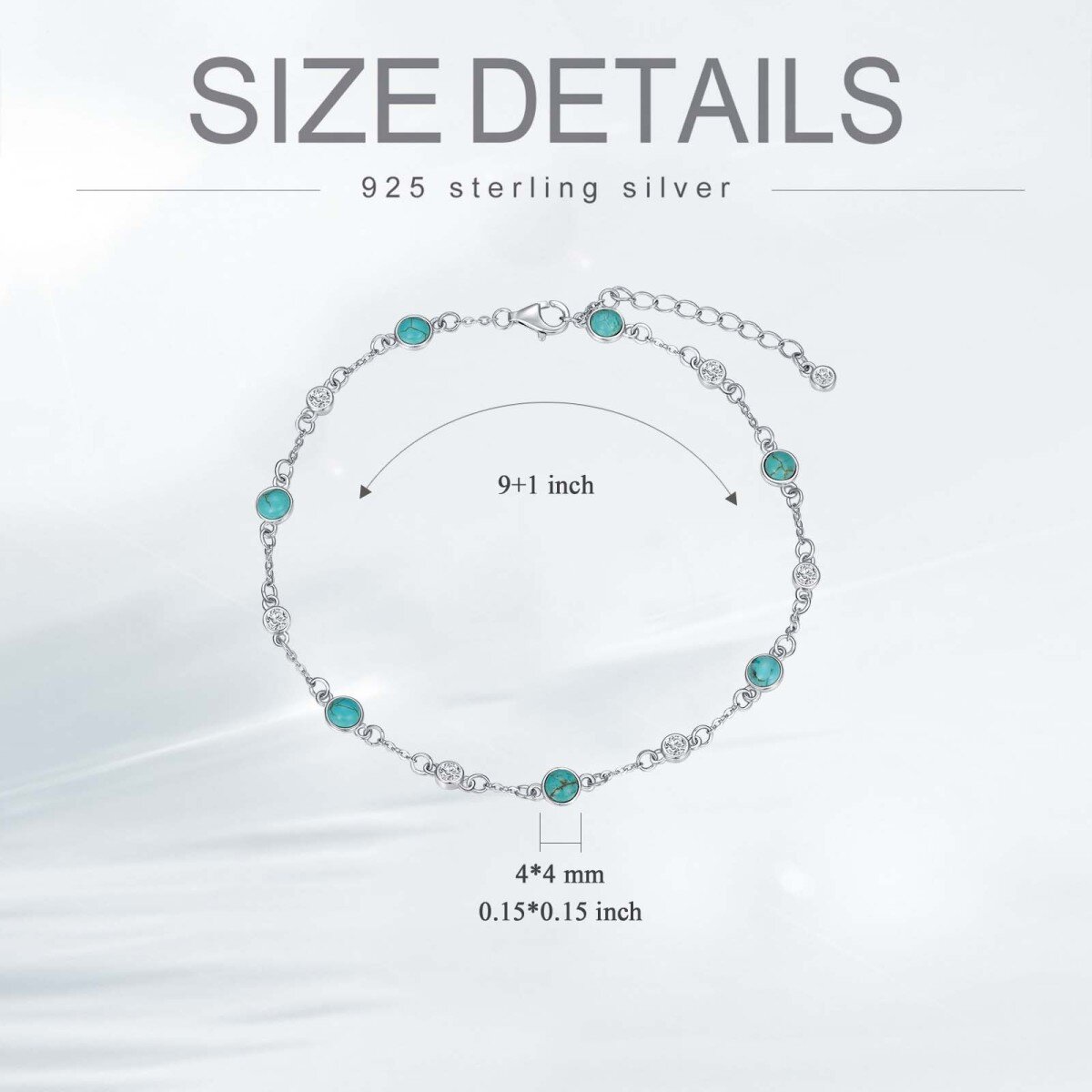 Bracelet de cheville simple couche en argent sterling et turquoise-5