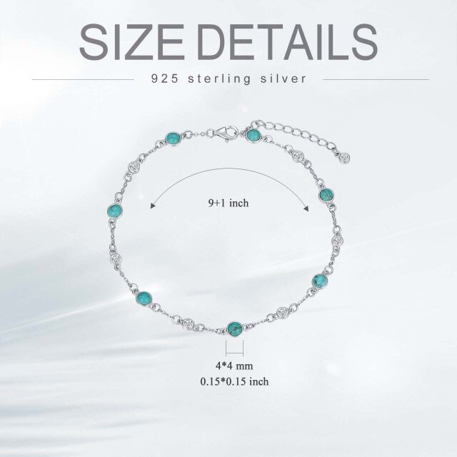 Enkelbandje van sterlingzilver met turquoise en één laag-5