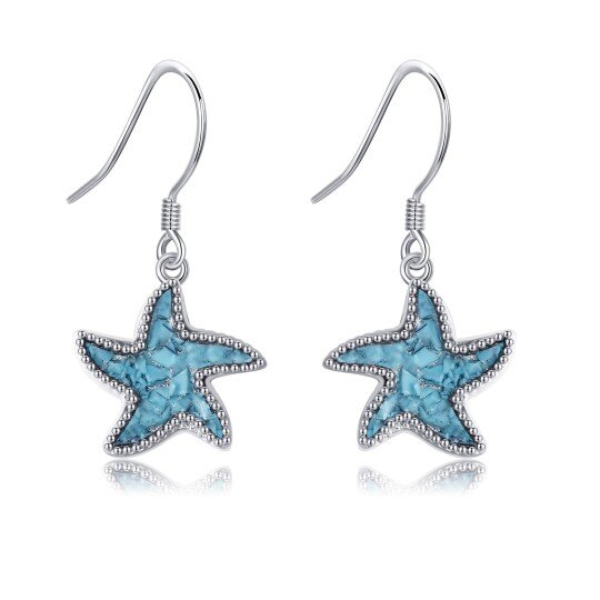 Orecchini a goccia in argento sterling con stella marina turchese