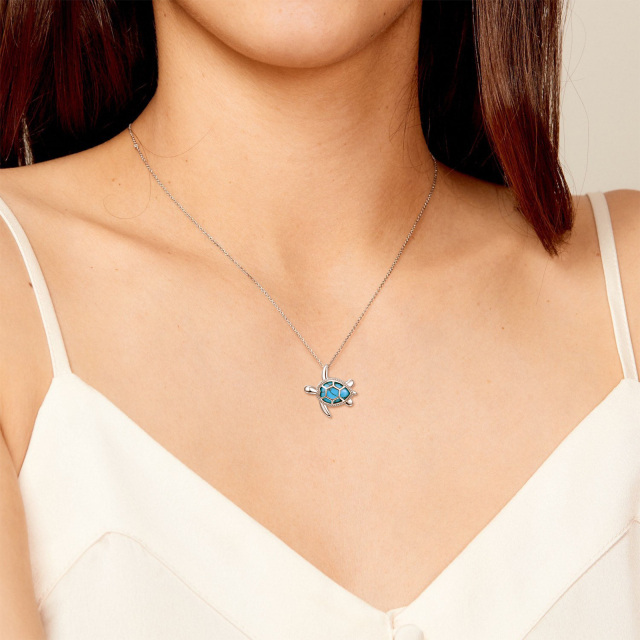 Collier en argent sterling avec pendentif tortue turquoise-3