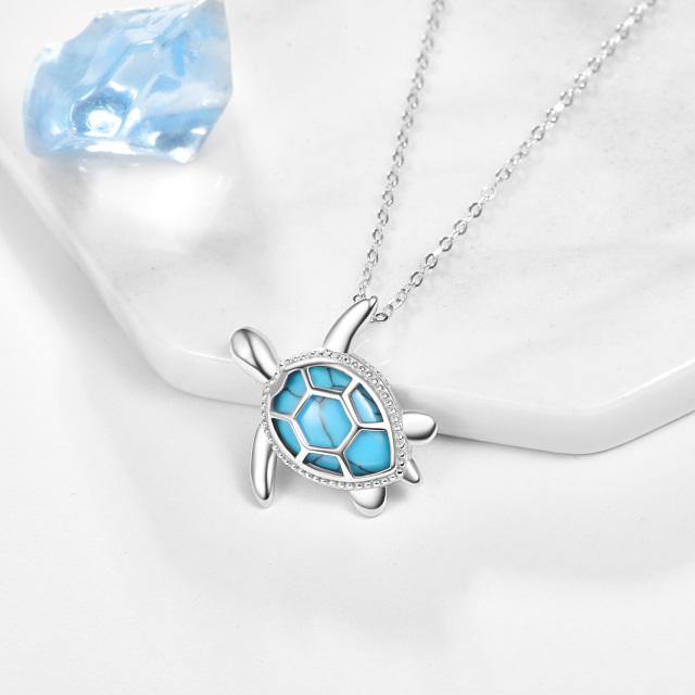 Collier en argent sterling avec pendentif tortue turquoise-4