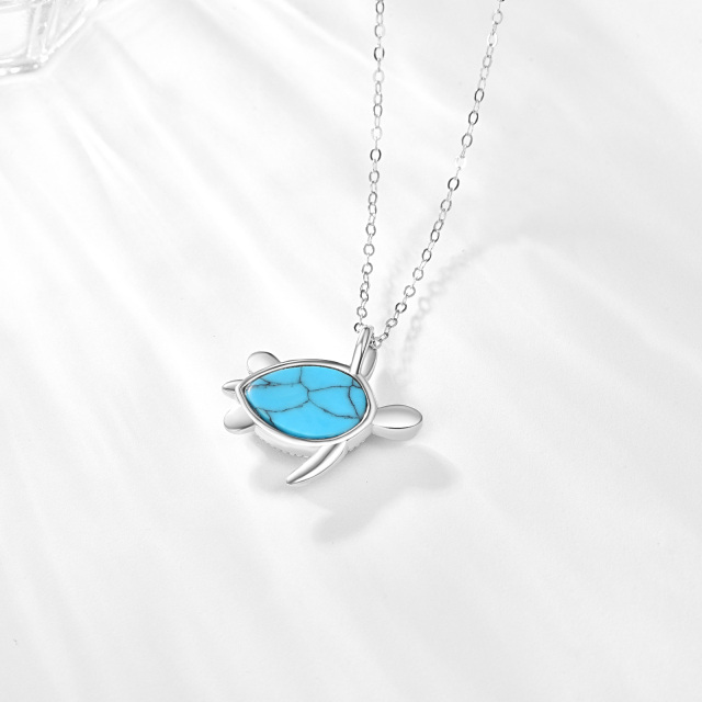 Collier en argent sterling avec pendentif tortue turquoise-5