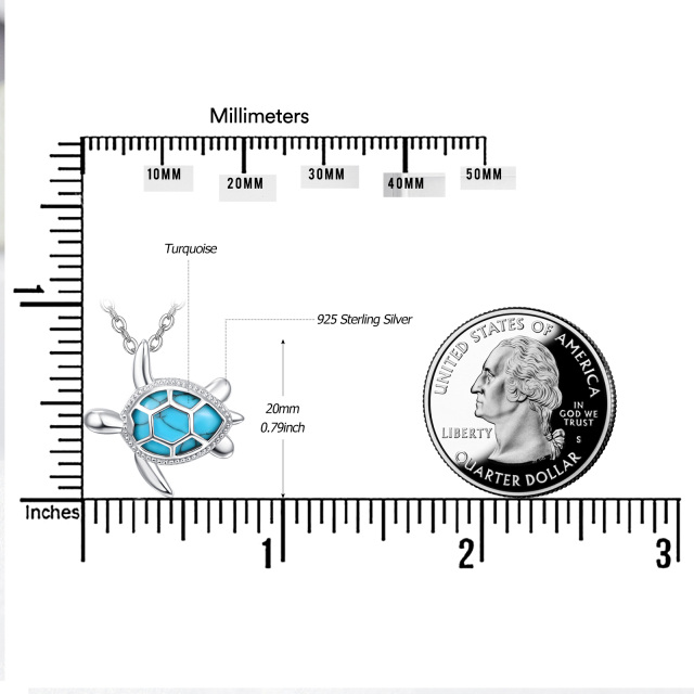 Sterling Silber Türkis Schildkröte Anhänger Halskette-6