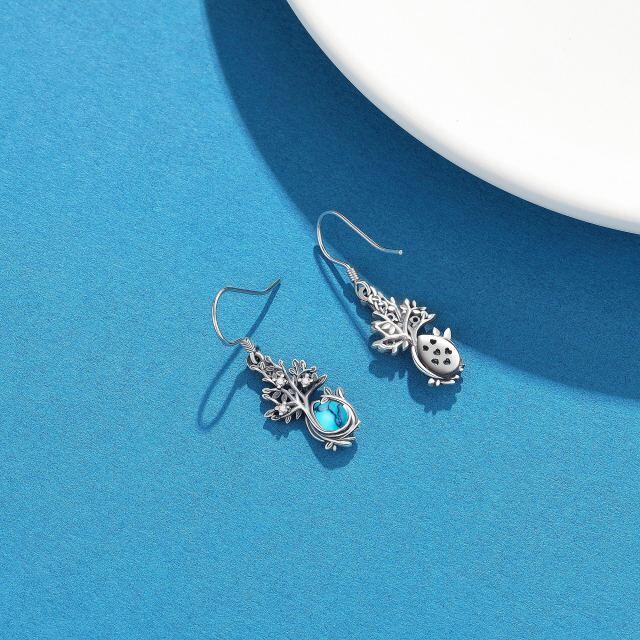 Boucles d'oreilles pendantes arbre de vie turquoise en argent sterling-4