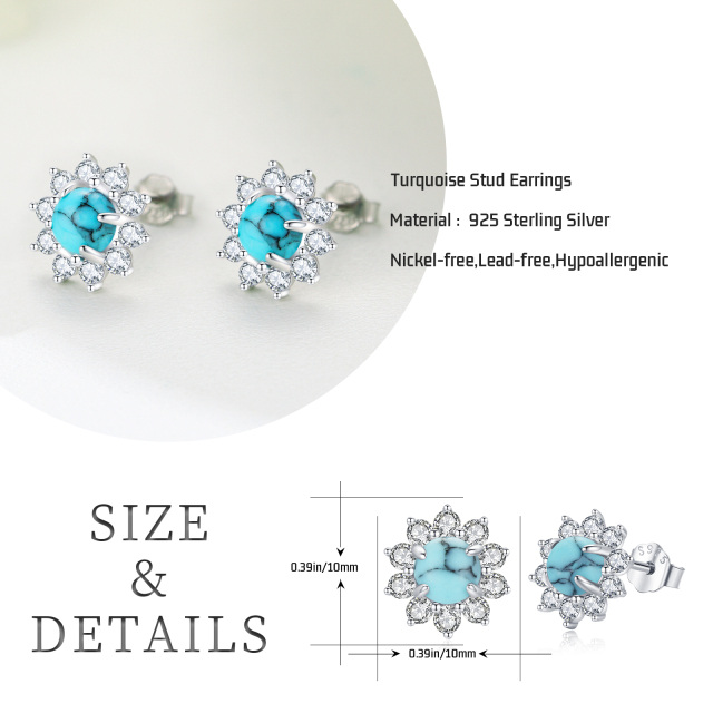 Sterling zilveren turquoise en zirkonia wilde bloemen Boho Boho Stud Oorbellen-6