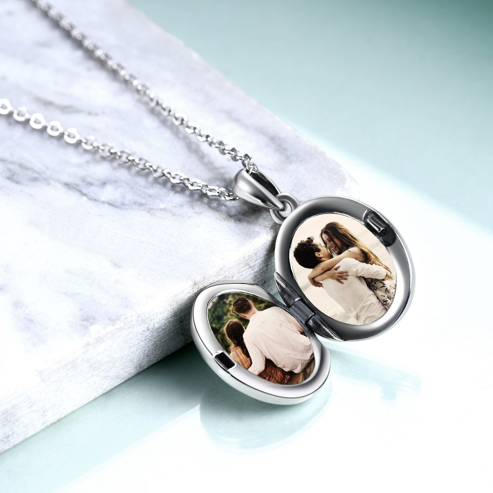 Colar com medalhão de foto personalizado tartaruga de prata esterlina para unissex-4