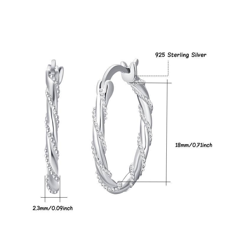 Sterling Silber verdrehtes Design runde Ohrringe-4