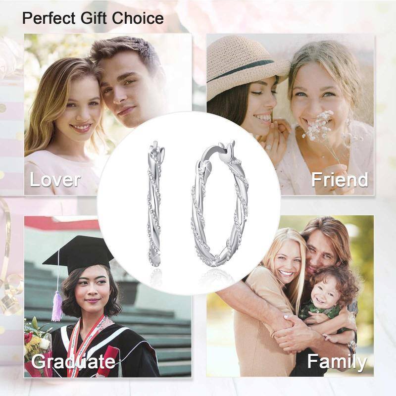 أقراط دائرية من الفضة الإسترلينية بتصميم ملتوي-5