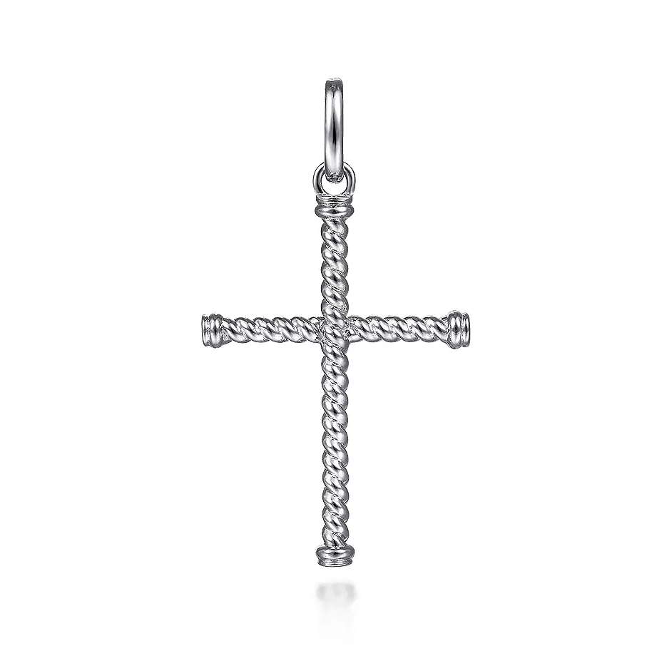 Sterling Silver Twisted Rope Cross Pendant Charms-1