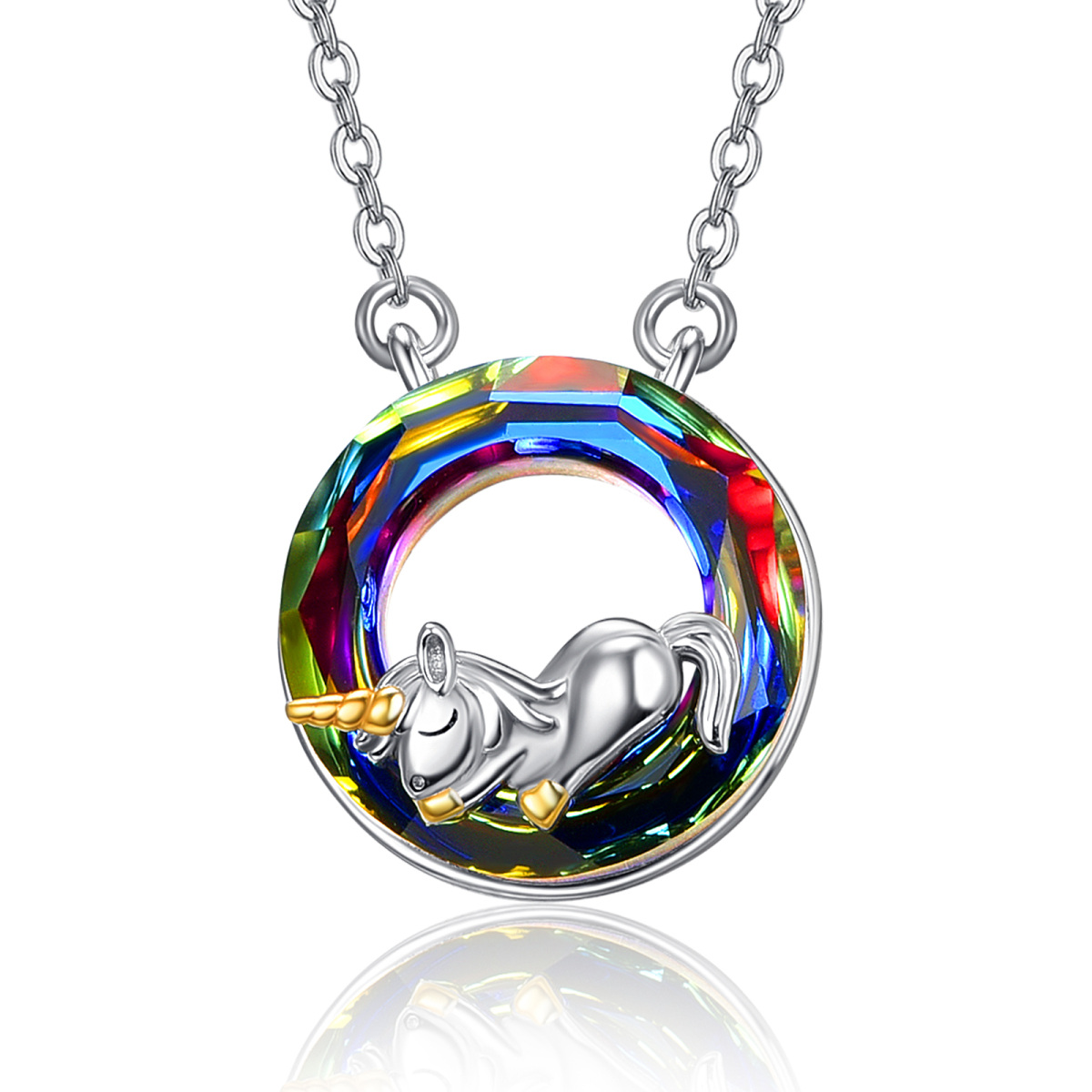 Collar Colgante Unicornio Cristal Plata de Ley-1