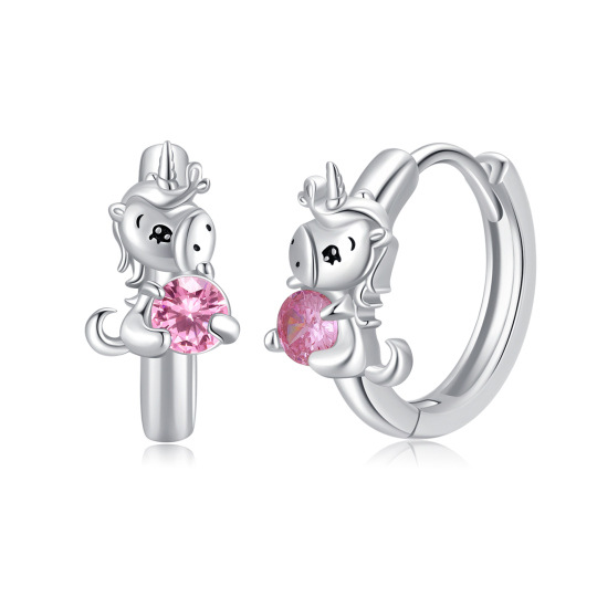 Boucles d'oreilles en argent sterling en forme de licorne à zircon cubique