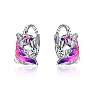 Sterling Silver Unicorn Lever-back Earrings-50