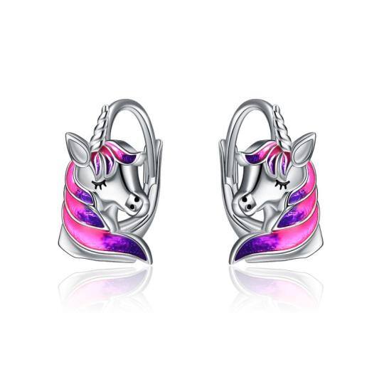 Sterling Silver Unicorn Lever-back Earrings