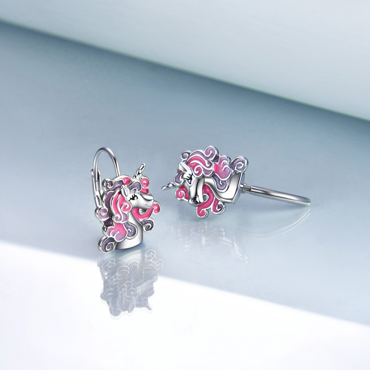 Boucles d'oreilles licorne en argent Sterling-3