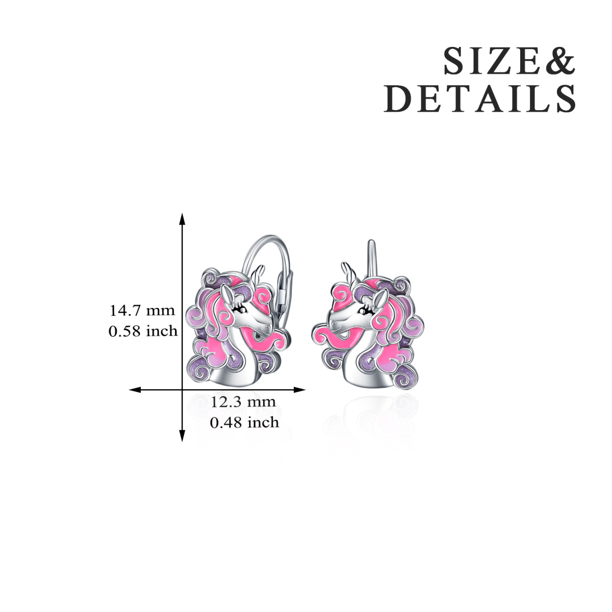 Boucles d'oreilles licorne en argent Sterling-5