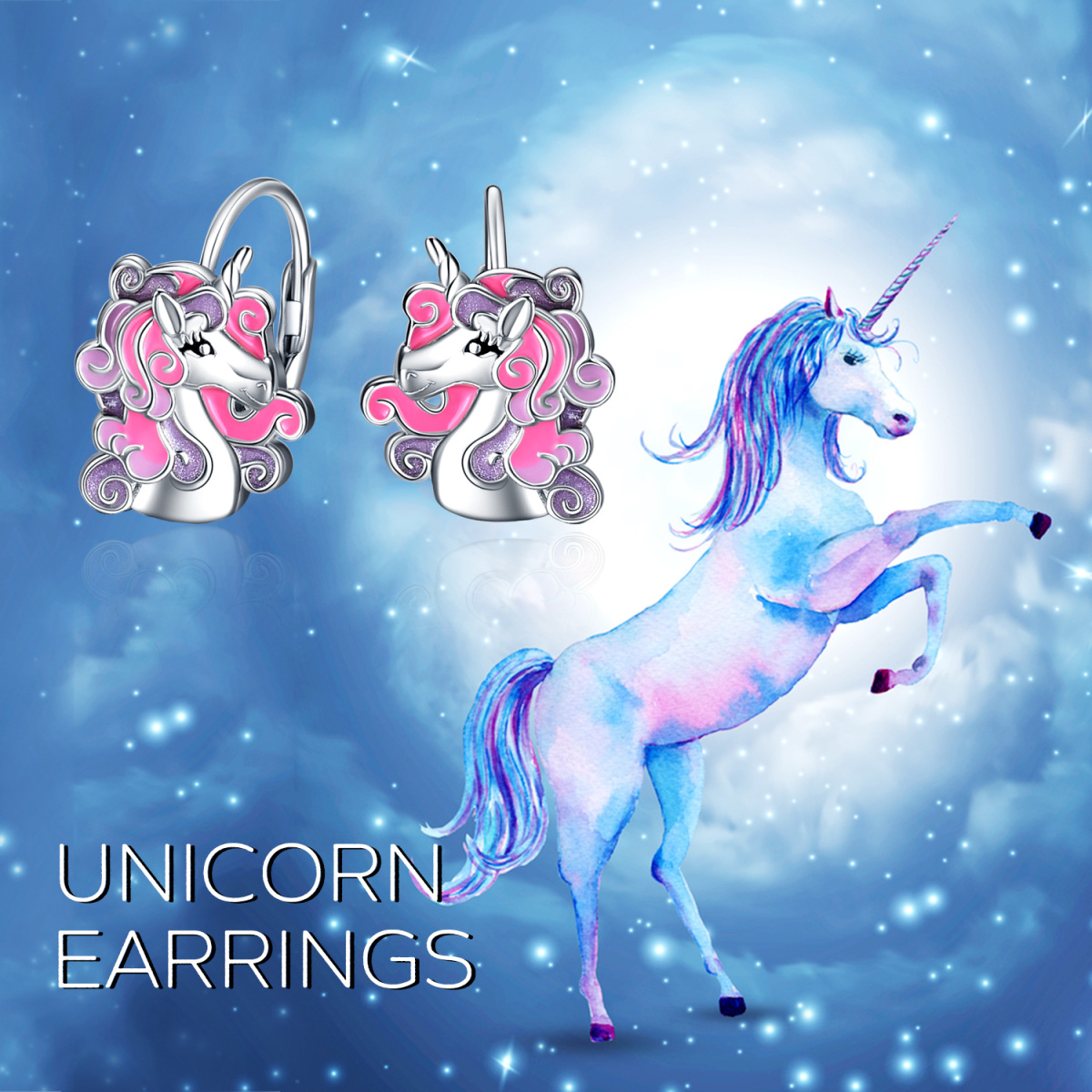 Pendientes Unicornio Plata de Ley-6