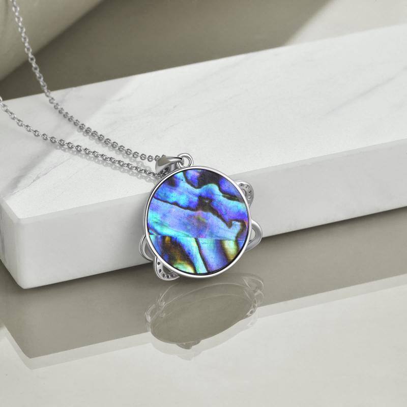 Sterling Silver Two-tone Abalone Shellfish Mountains Pendant Necklace for Women-3