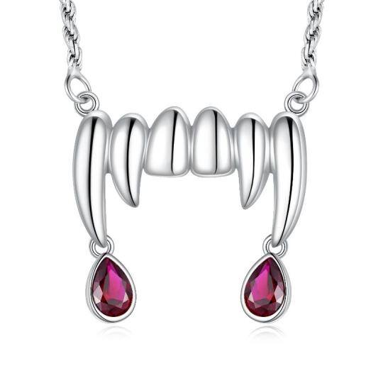 Collana con ciondolo a forma di denti di vampiro in argento sterling