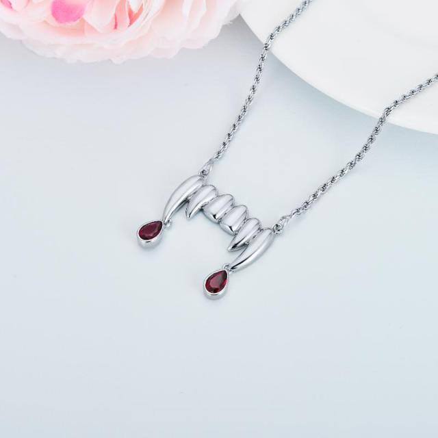 Collana con ciondolo a forma di denti di vampiro in argento sterling-3