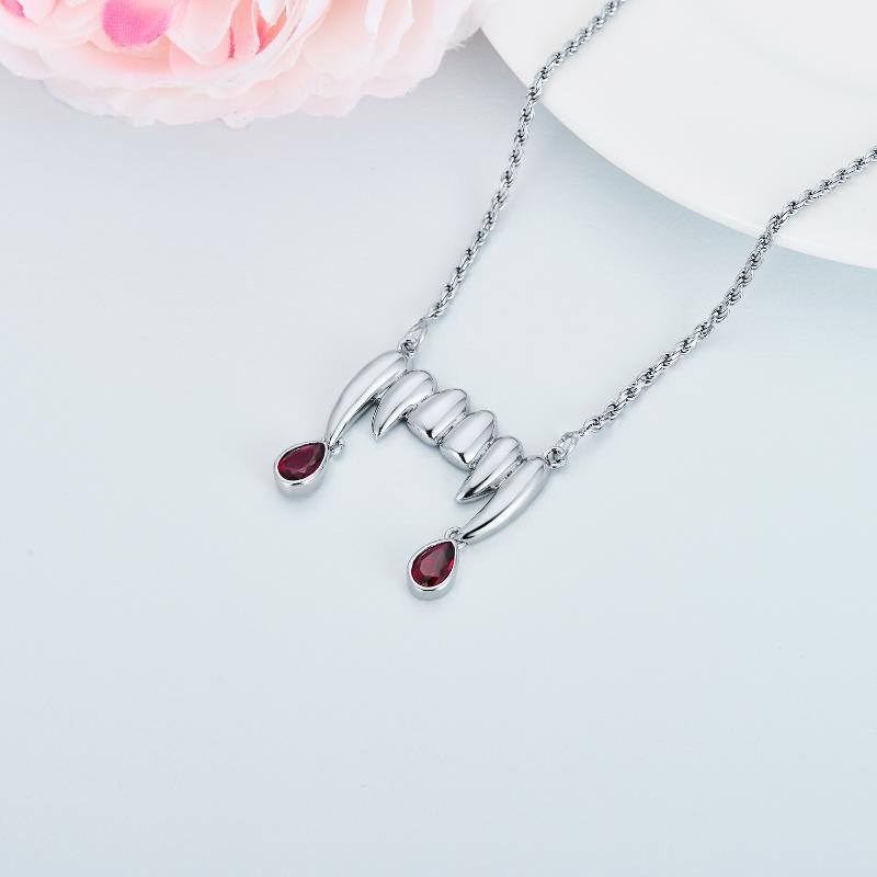 Sterling Silver Vampire Teeth Pendant Necklace-3
