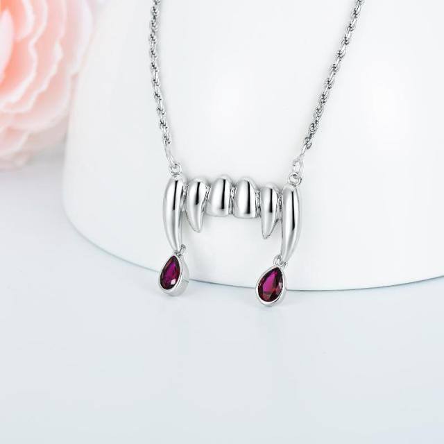 Collana con ciondolo a forma di denti di vampiro in argento sterling-5