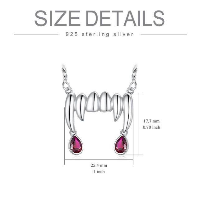 Collana con ciondolo a forma di denti di vampiro in argento sterling-6