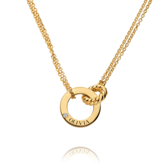 Gold Vermeil Personalized Engraved Interlocking Circle Necklace for Women-21