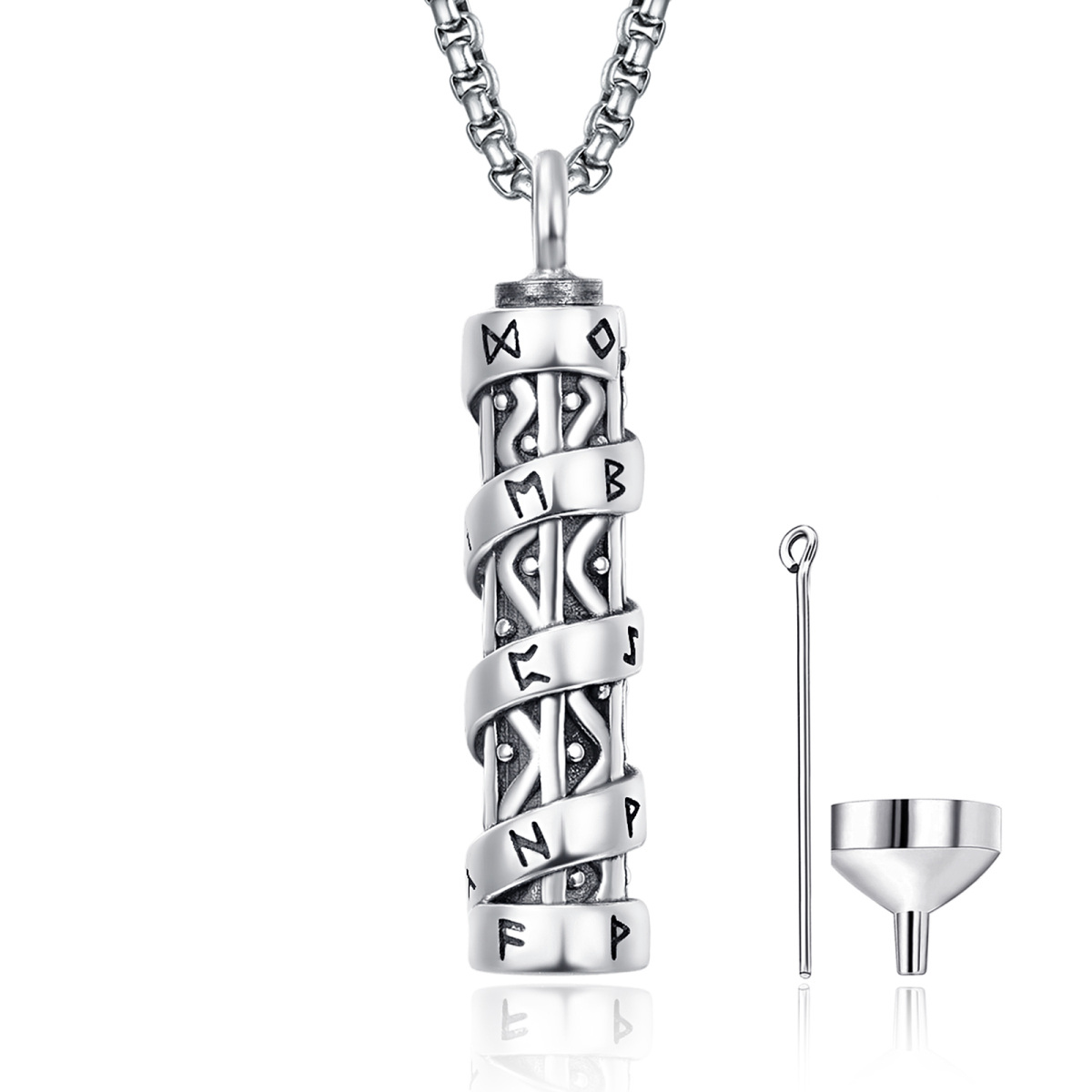 Collana con ciondolo a forma di runa vichinga in argento sterling per uomo-1