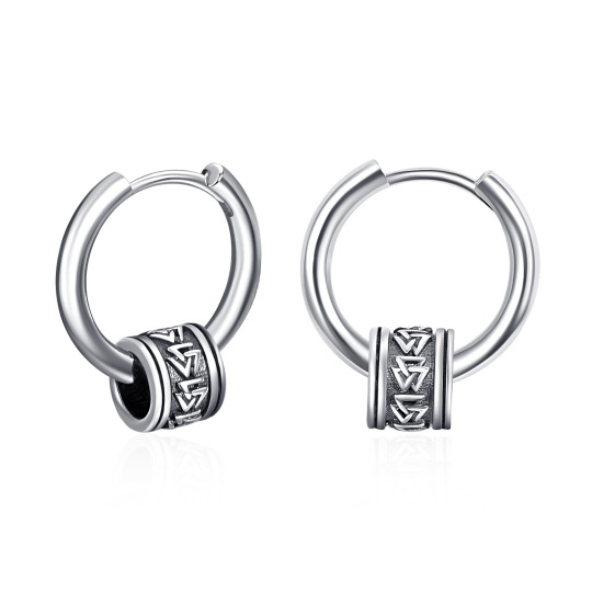 Sterling Silber Wikinger Rune Perle Hoop-Ohrringe