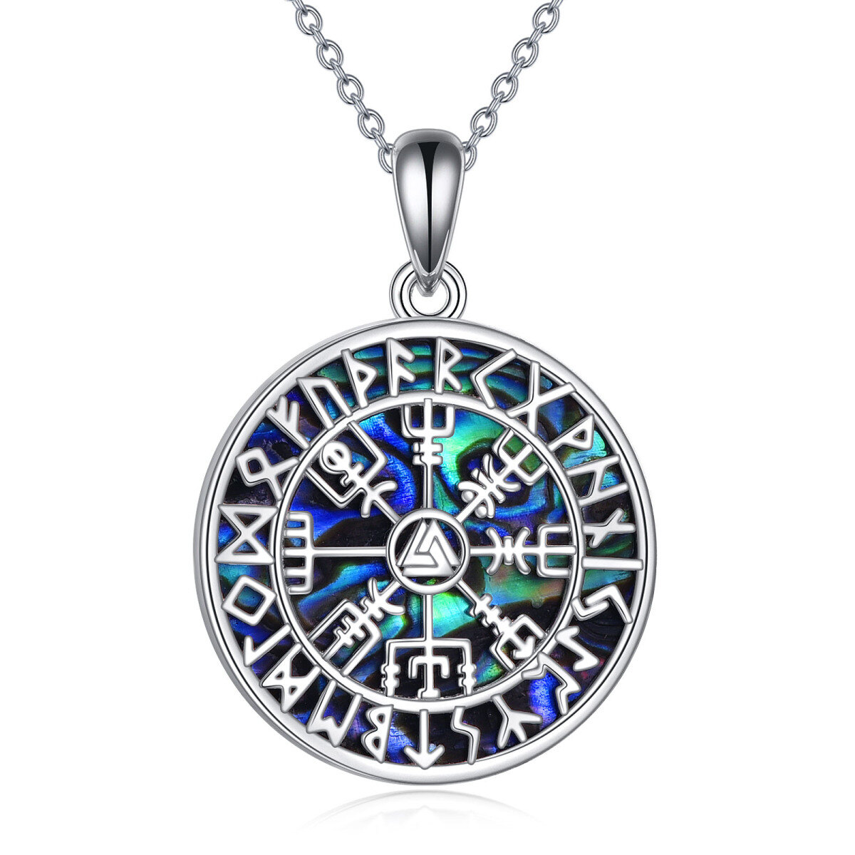 Collier en argent sterling avec pendentif Rune Viking Boussole Arme Fer de Lance Talisman-1