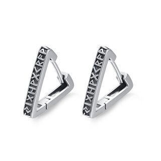 Sterling Silver Viking Rune Hoop Earrings-24
