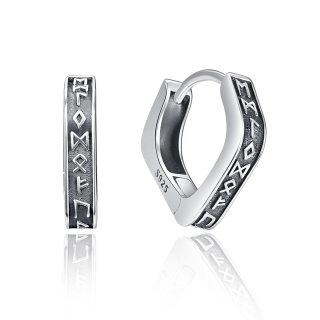 Sterling Silver Viking Rune Hoop Earrings-21