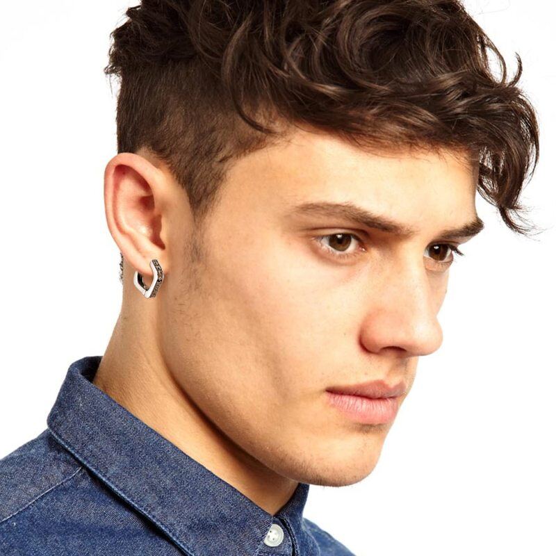 Sterling Silver Viking Rune Hoop Earrings-2