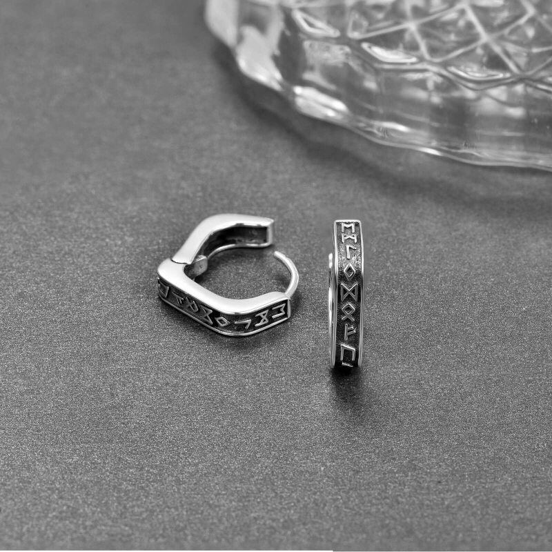 Sterling Silver Viking Rune Hoop Earrings-5
