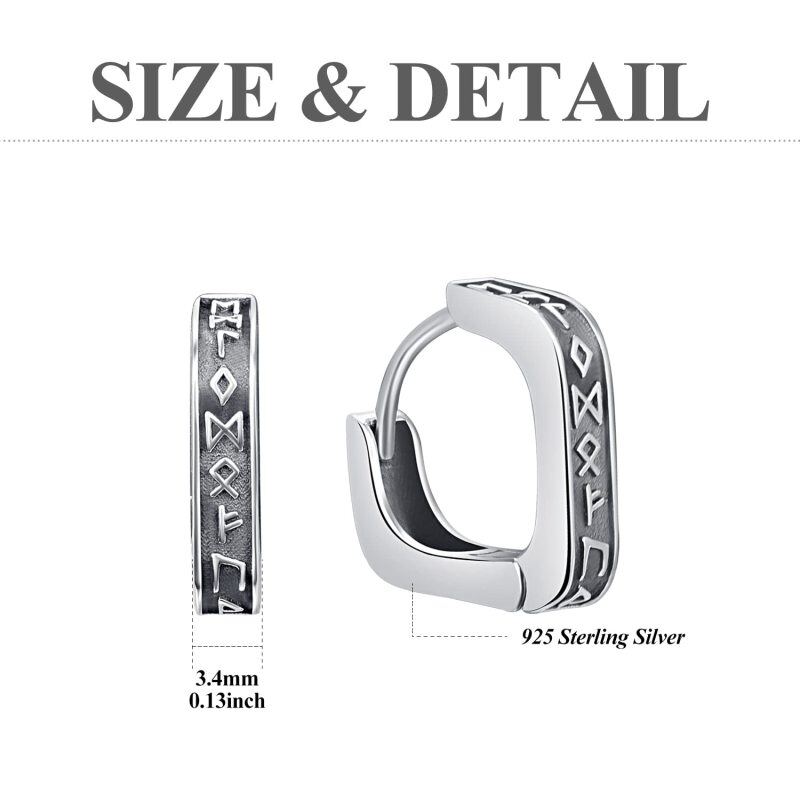 Sterling Silver Viking Rune Hoop Earrings-6