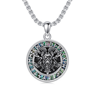 Sterling Silver Viking Rune Pendant Necklace for Men-5