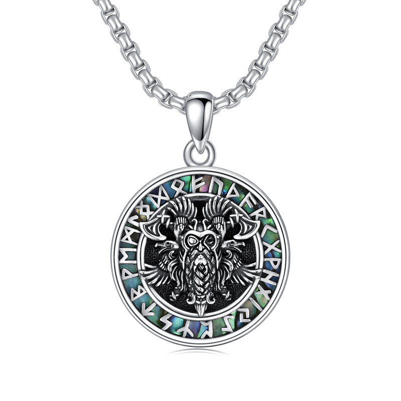 Sterling Silver Viking Rune Pendant Necklace for Men-6